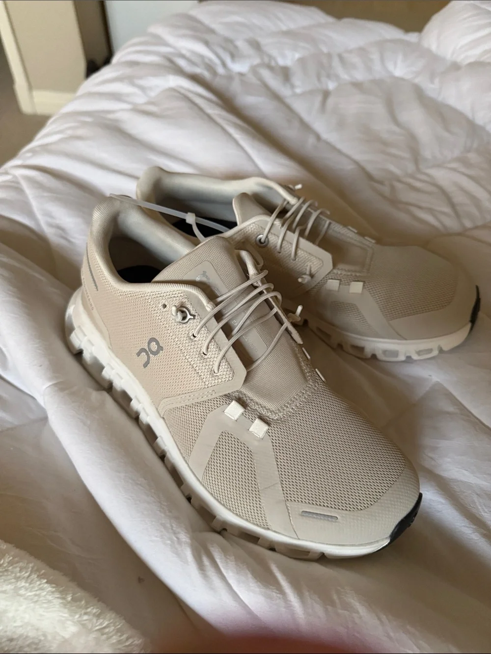 On Cloud Women's Running Shoes in Beige